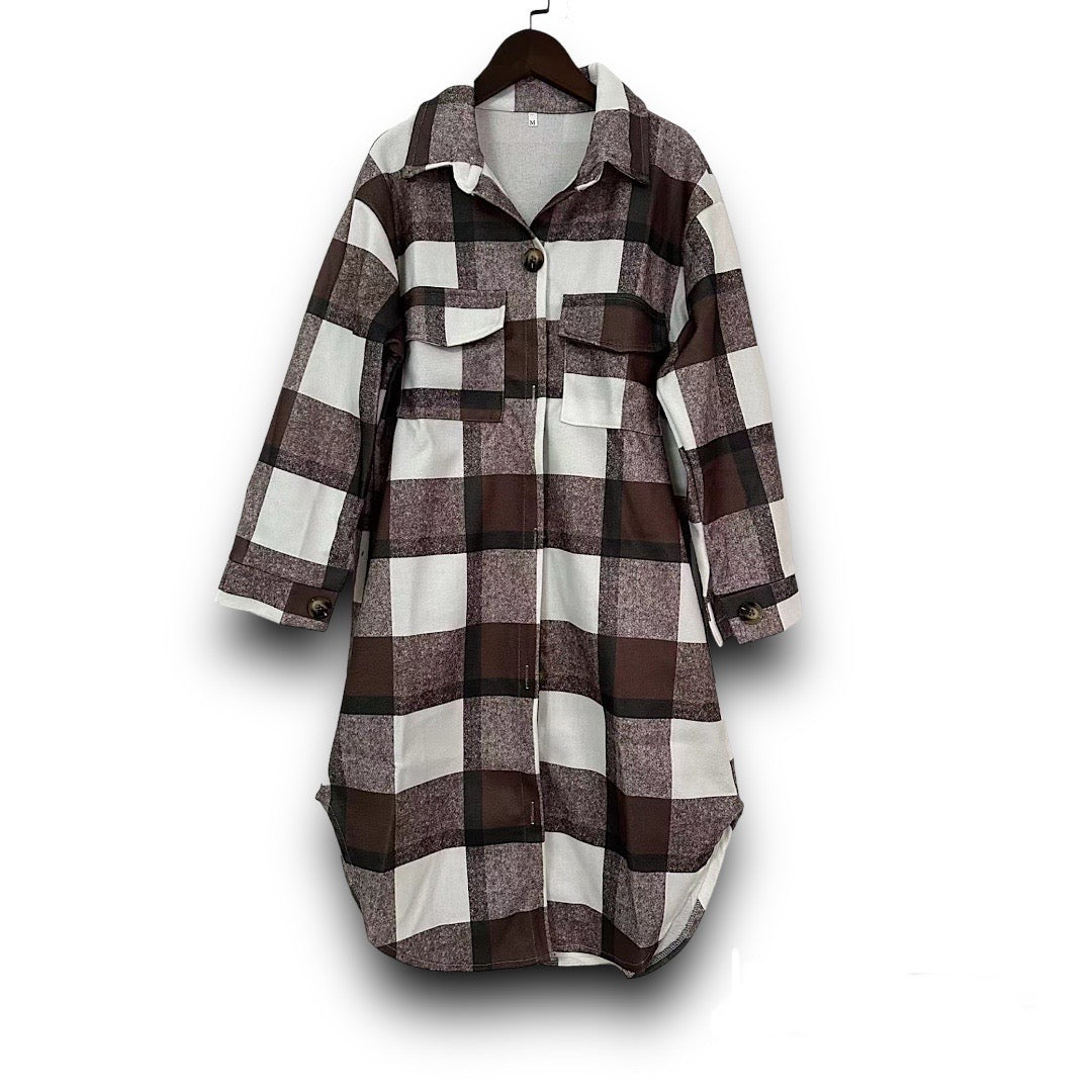 TO BAY women’s Modest Flannel Plaid Jacket